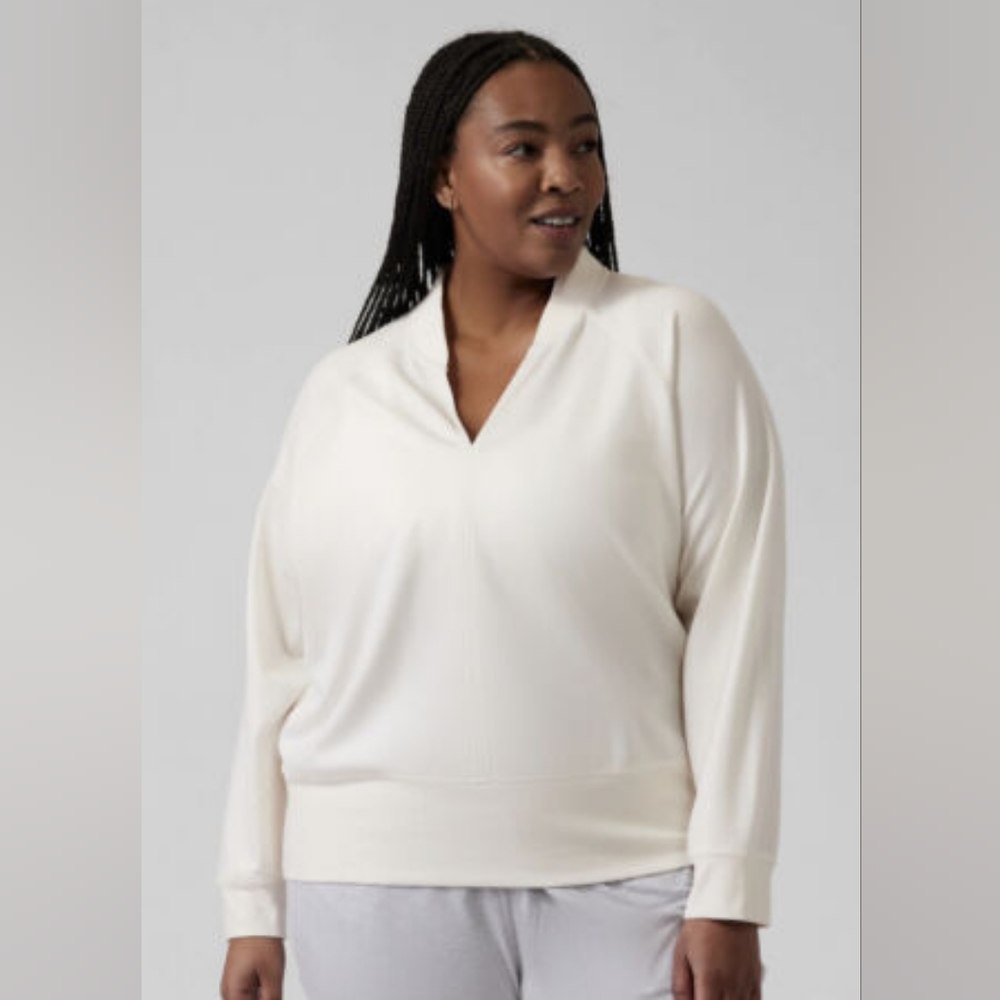 Athleta eastbound sweatshirt pullover in magnolia white plus‎ size 2x soft luxe